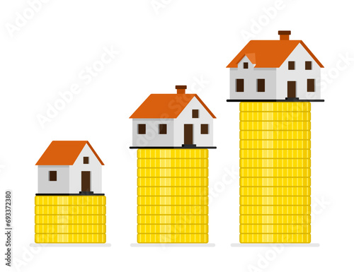 Concept of real estate investment, income, taxes and passive income. Vector illustration