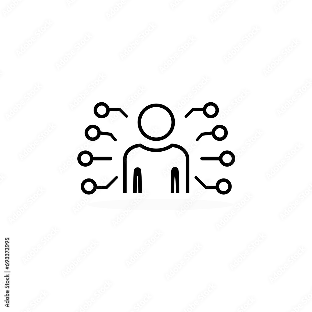AI man. Artificial intelligence concept icon isolated on white background AI man. Artificial intelligence concept icon isolated on white background