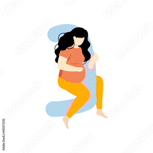 set of sleeping woman poses with pillows posture