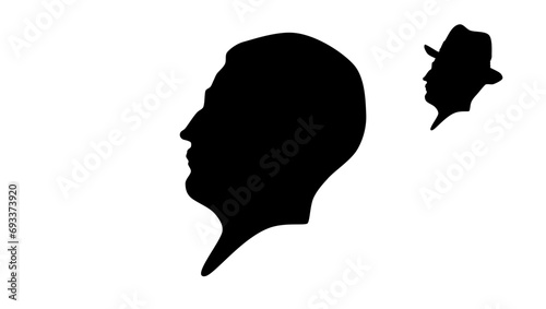 Pierre de Coubertin, black isolated silhouette