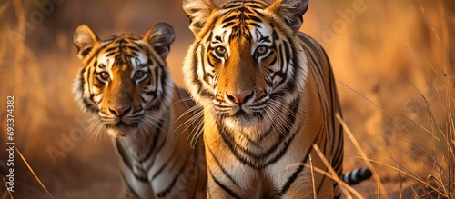 Tigers with white spots in the ear, Tadoba Andhari Tiger Reserve, India. photo