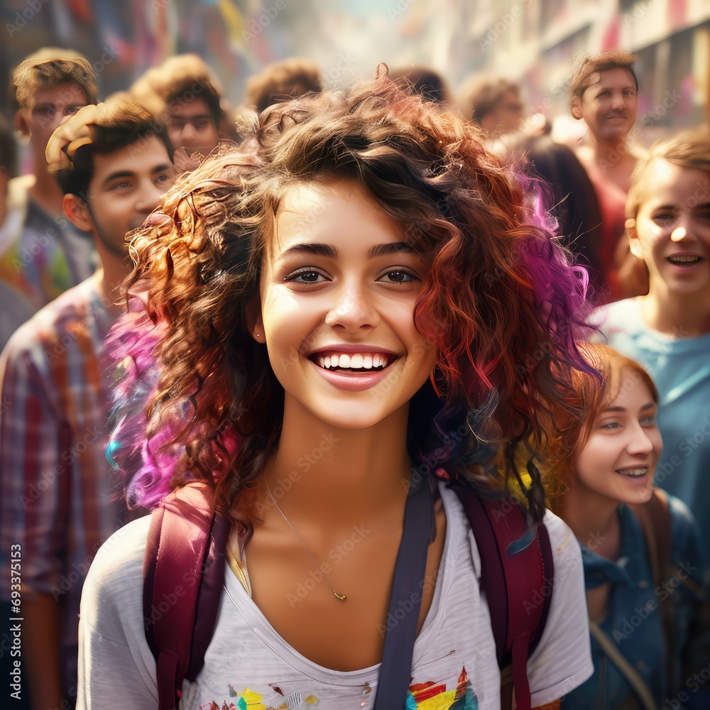 Happy girl on vacation.Smiling girl in the city. Happy student girl on vacation. Happy girl on vacation.Smiling girl in the city. Happy student girl on vacation.
