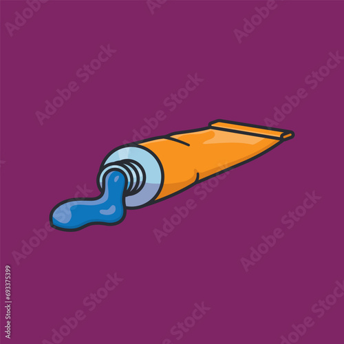 Blue paint flowing from tangerine tube vector illustration for International Color Day on March 21. Fine arts color symbol.