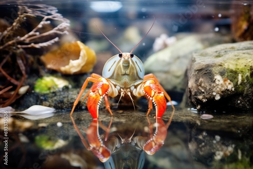 hermit crab amidst rockpool marine life photo