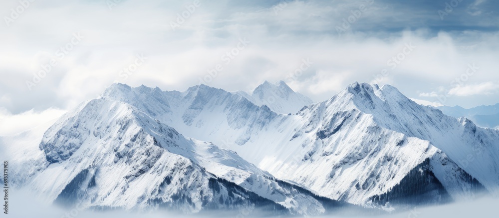 Snowy Tatra Mountains in winter, high risk of avalanches.