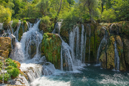 Milancev Buk waterfall at Martin Brod in Una-Sana Canton, Federation of Bosnia and Herzegovina. Located within the Una National Park, it is also known as Veliki Buk or Martinbrodski photo