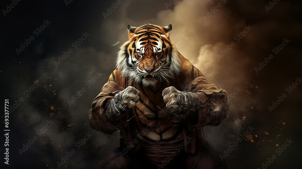 Obraz na płótnie human like tiger warrior fighter w salonie
