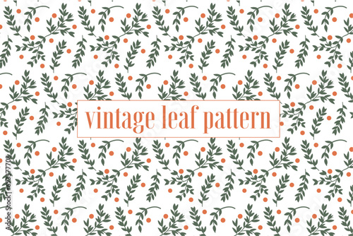 Minimal vintage oranges and leaves pattern