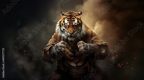 human like tiger warrior fighter photo