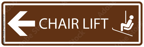 Campground sign of winter recreation chair lift