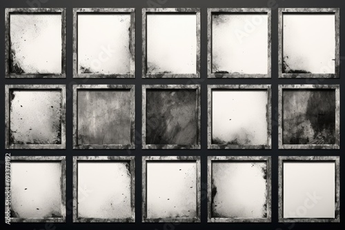 A black and white photo showcasing a grid of windows. Suitable for architectural design or urban photography