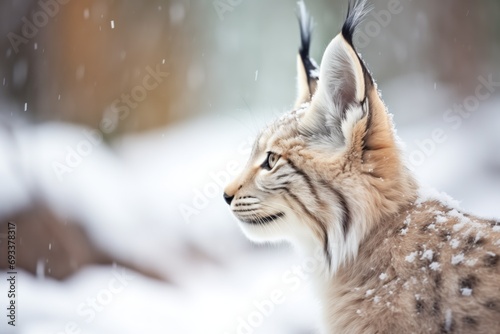 snow-dusted lynx ears twitching