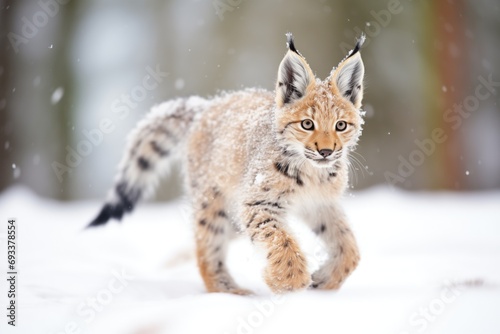 lynx shaking off snow from its coat