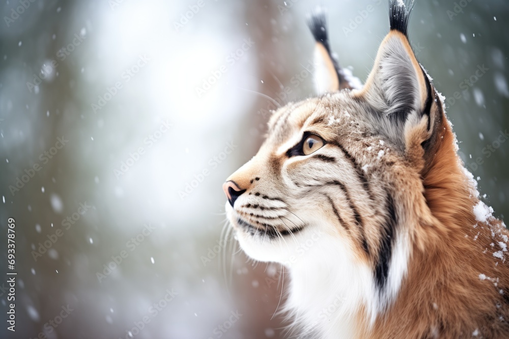 Obraz premium lynx with snow on its whiskers