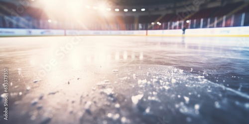 A blurry photo of an ice hockey rink. Suitable for sports-related projects