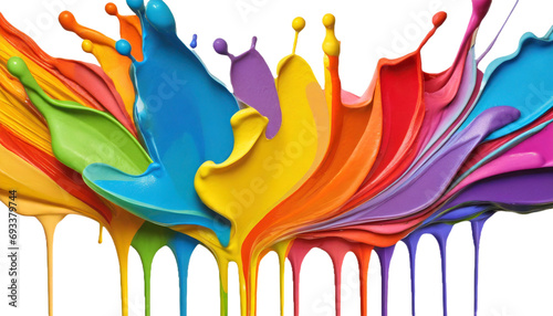 Colorful paint splashes png, Colored powder explosion. Paint holi, Mix rainbow splash on isolated white background. Liquid paint dripping. 