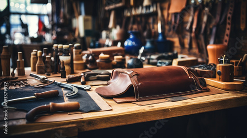 Active Seniors old shoemaker lether Generative Ai