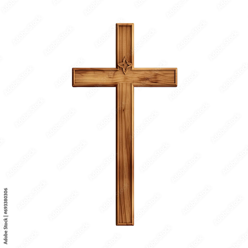  wooden cross isolated on transparent background