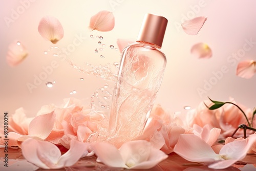 pink rose petals and perfume