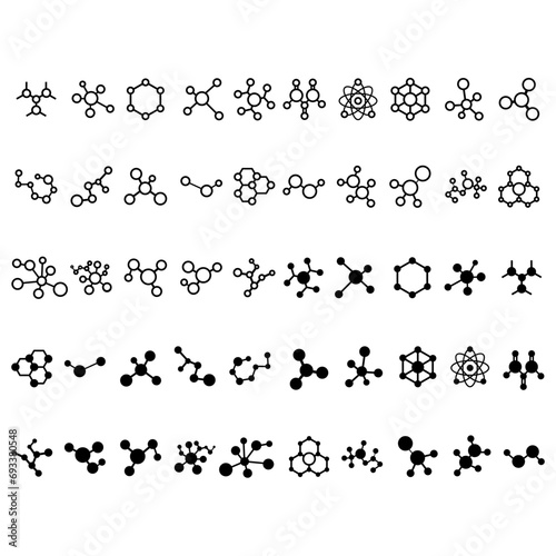 Molecule Icon vector set. Chemistry illustration sign collection. Scientific symbol. Chemical bonds logo.