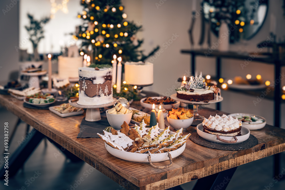Various Christmas holiday desserts