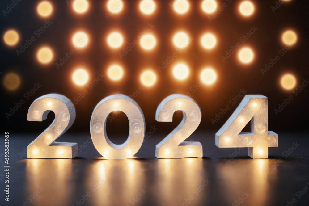 2024 background new year holidays card with bokeh lights 2024 background new year holidays card with bokeh lights