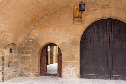 Entrance to the Oliva Monastery. Carcastillo, Navarra photo