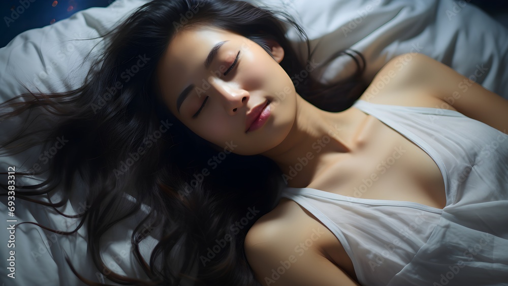portrait of a youthful woman resting peacefully on bed , illustrating the radiance of healthy skin portrait of a youthful woman resting peacefully on bed , illustrating the radiance of healthy skin