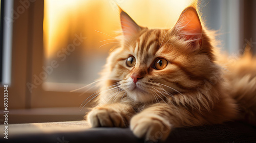 Cute kitten relaxing indoors