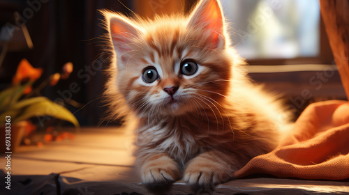 Cute kitten relaxing indoors © ณิชพน สุขเกษม