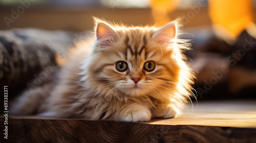 Cute kitten relaxing indoors