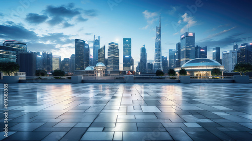 Urban road square and skyline of architectural landscape in chongqing