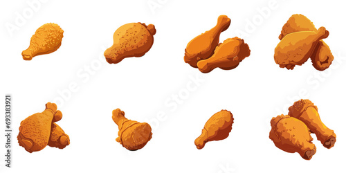 Vector illustration of multiple fried chickens