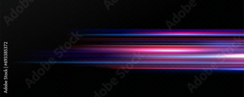 Horizontal neon lines.Blue speed lines.Motion light effect.Vector. red.Vector illustration of a blue color. Light effect. Abstract laser beams of light. Chaotic neon rays of light . photo