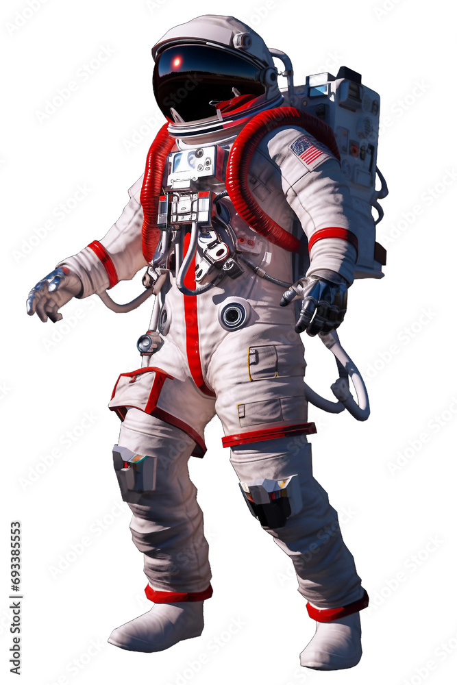 Astronaut with a space helmet and space suit, PNG image, isolated object