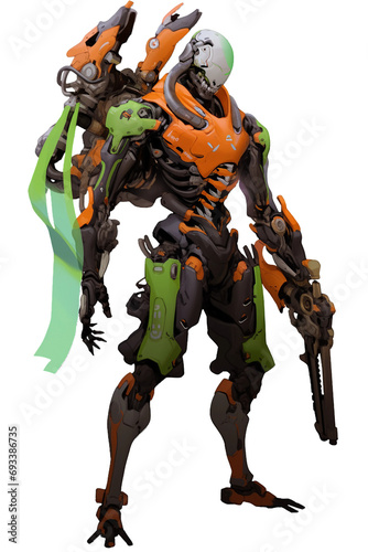 cyber punk robot, PNG image, isolated object