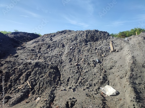 Pile of waste ash from combustion
