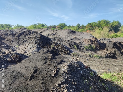 Pile of waste ash from combustion