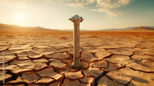 A close-up view of a fire hydrant in the middle of a desert. This image can be used to represent isolation, the need for water in remote areas, or the importance of emergency preparedness