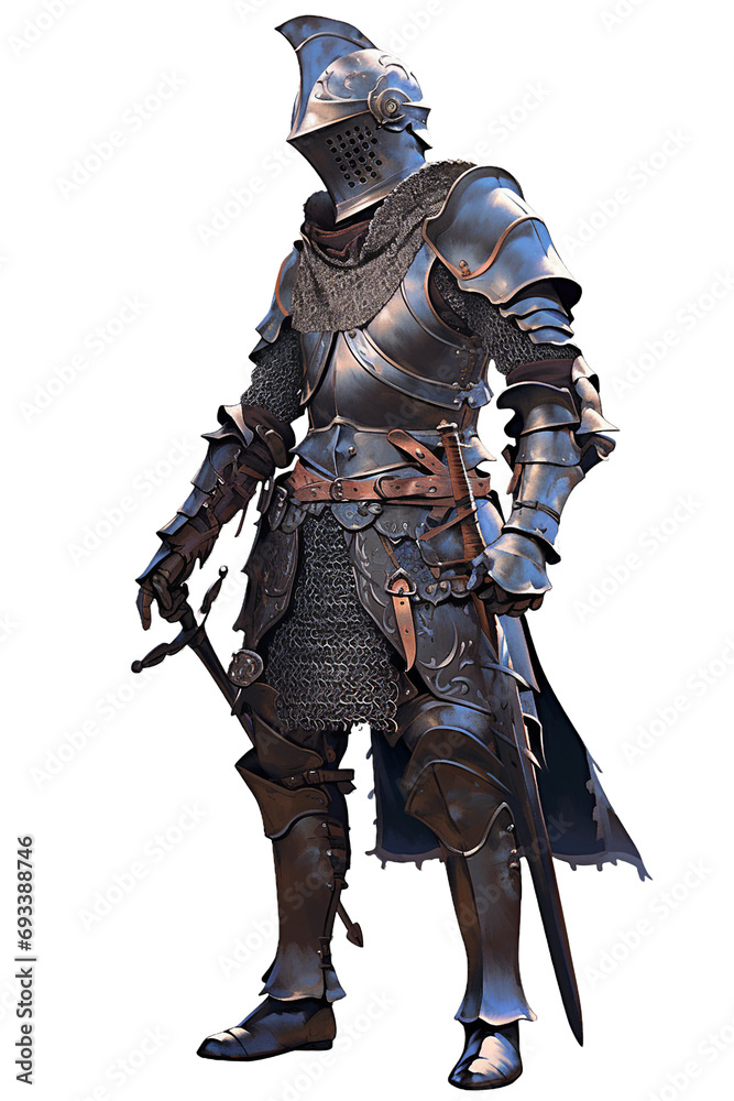 Medieval knight with a visor helmet, PNG image, isolated object Medieval knight with a visor helmet, PNG image, isolated object