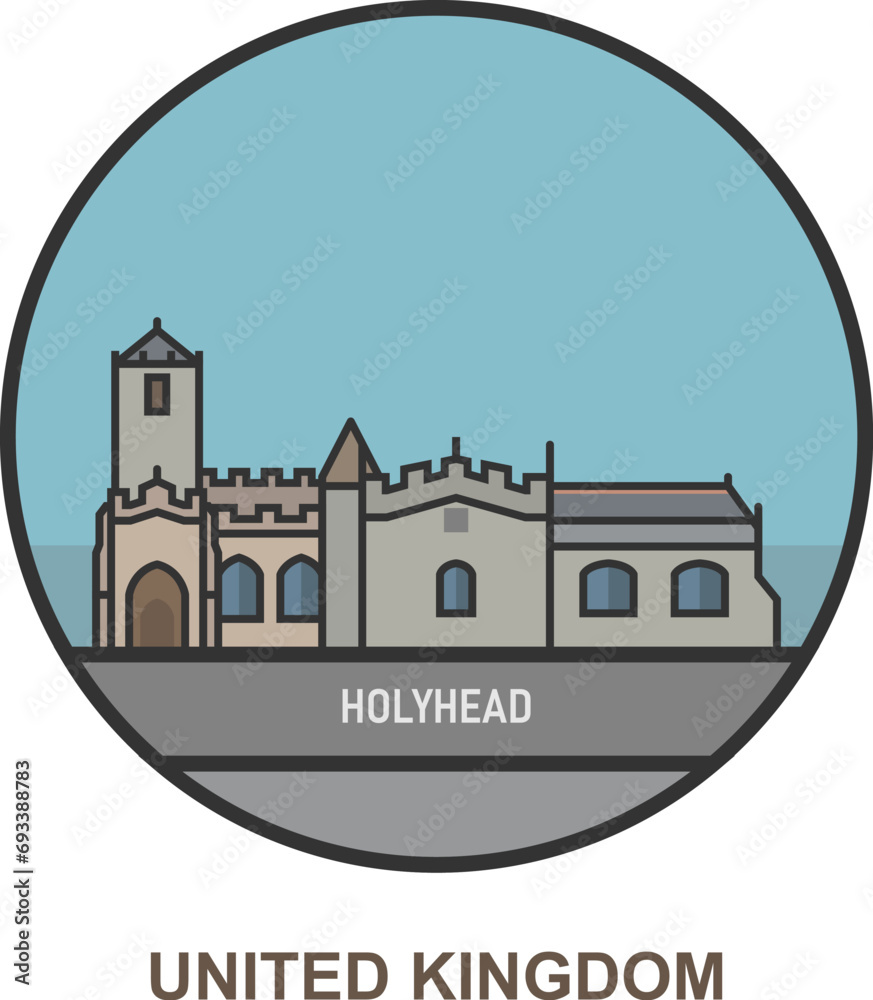 Naklejka premium Holyhead. Cities and towns in United Kingdom