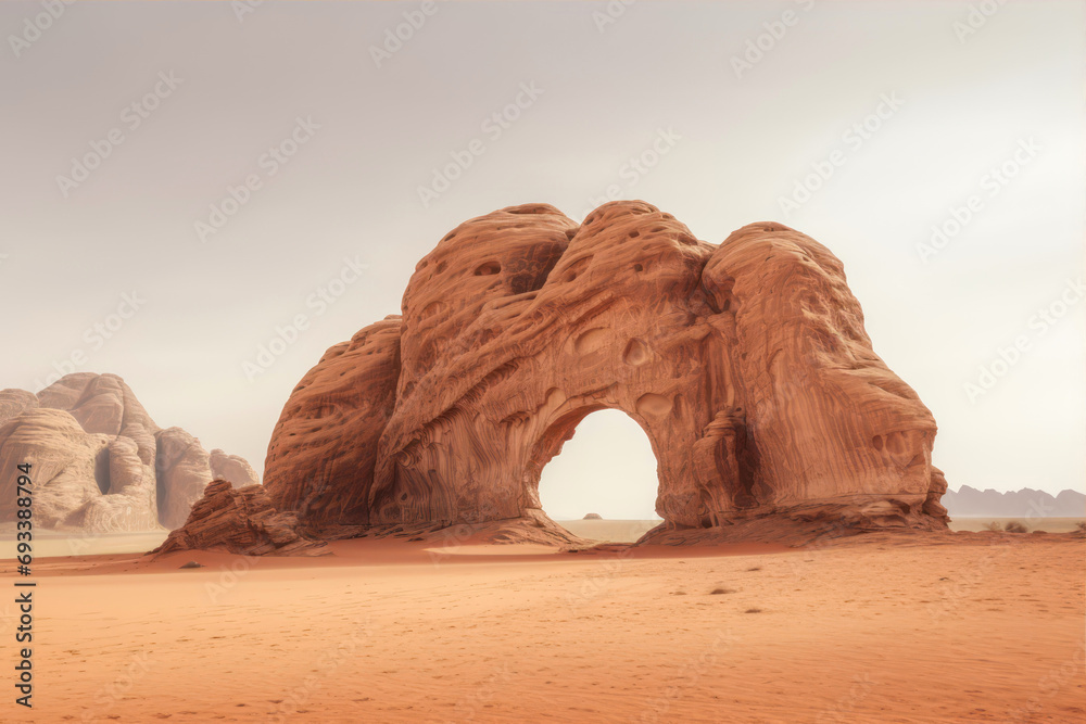 sandstone arch in the desert of namibian arab