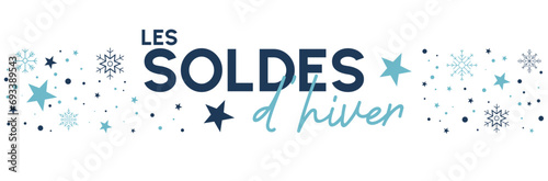 Soldes d'hiver - Bannière colorée pour promotions - Offre spéciale, remise, réduction, rabais, vente, annonce, shopping, communication - Design hivernal