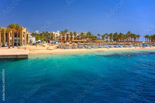 Beautiful scenery of the Red Sea coast at Port Ghalib in Egypt, Africa. photo