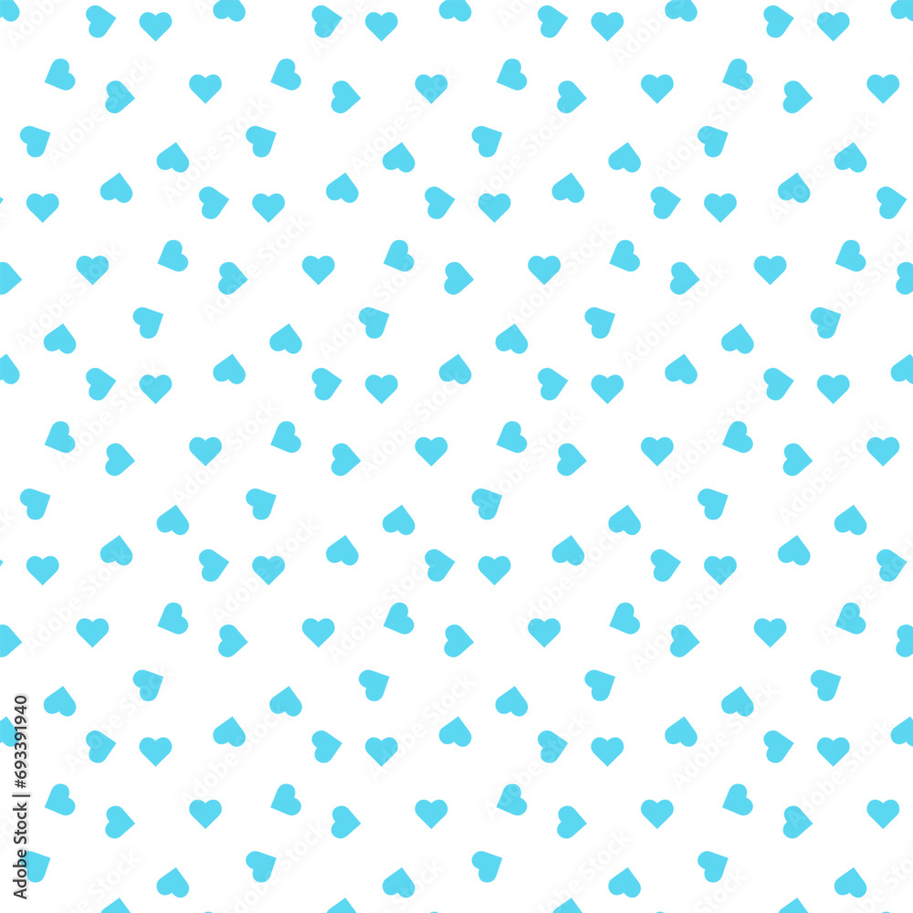 Seamless pattern of colorful hearts on a transparent background. Bright backgrounds for packaging. Vector illustration. Blue hearts