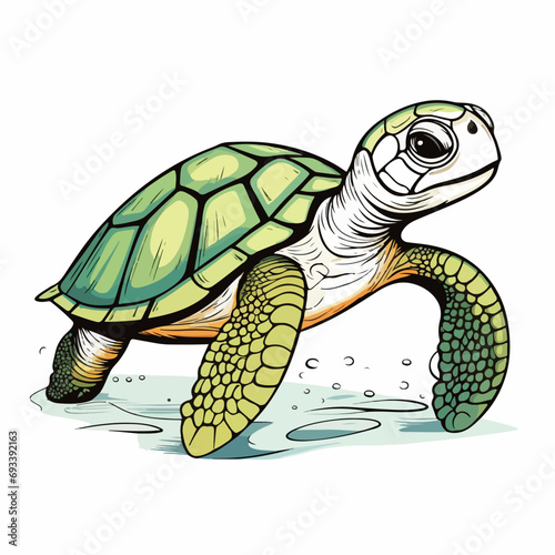 Turtle in cartoon, doodle style. Isolated 2d vector illustration in logo, icon, sketch style, Eps 10. AI Generative