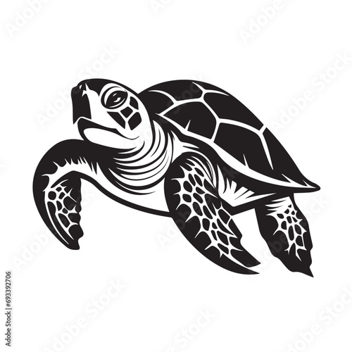 Turtle in cartoon, doodle style. Isolated 2d vector illustration in logo, icon, sketch style, Eps 10, black and white. AI Generative