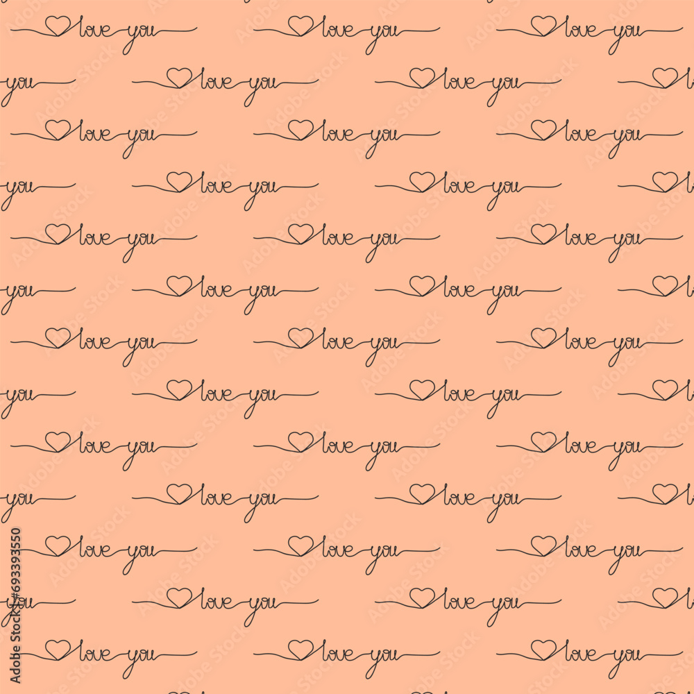 seamless pattern hand drown on a transparent background, pantone peach fuzz color doodle style vector illustration