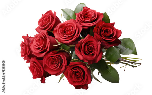 Vibrant Bouquet Radiant Red Roses on a White or Clear Surface PNG Transparent Background