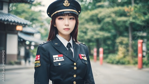 Cute Asian Girl In Military Suit Background © CITRA
